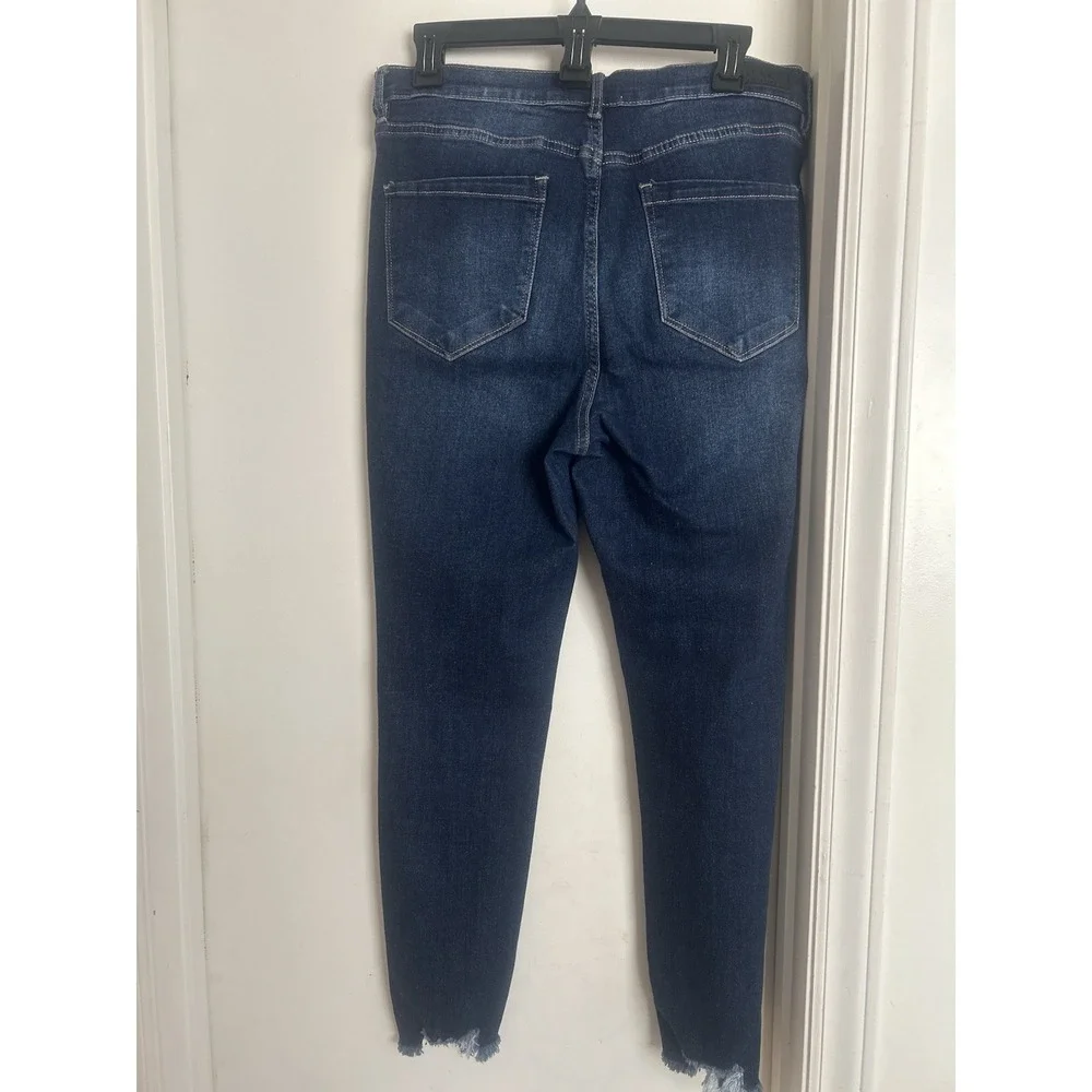 Nicole Miller Women's Blue Jeans Soho Rise Skinny Distressed Legs Size 10
